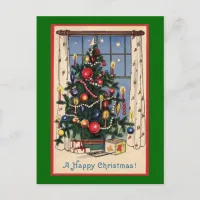 Vintage Christmas Tree Holiday Postcard