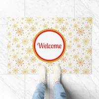 Retro Atomic Mid-Century Mod Red & Gold Starburst Doormat