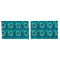 Cool Aqua Shells Coral and Sand Dollars Ocean Blue Pillow Case