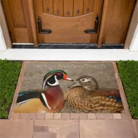 Beautiful Touching Moment Between Wood Ducks Doormat