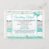 Rustic Wood and Lace  Wedding Details Card