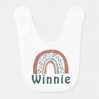 Cute Modern Boho Neutral Rainbow Baby Bib