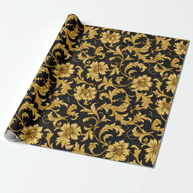 Black Gold Classy Elegant Pattern Wrapping Paper