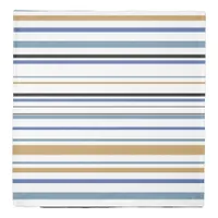 Blue White gold Beach coastal stripes Duvet Cover