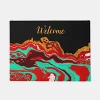 Black, Gold, Burgundy, Marble Art  Doormat