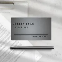 Modern Minimalist Black Aluminum Masculine Metal  Business Card