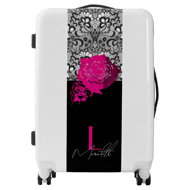 Chic Lace & Roses Personalized Luggage