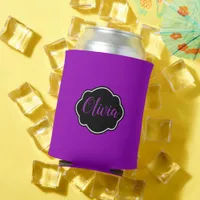 Vibrant, Bold Fuchsia Purple Personalized  Can Cooler