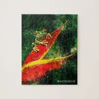 Personalized Costa Rica Tree Frog Abstract Jigsaw Puzzle