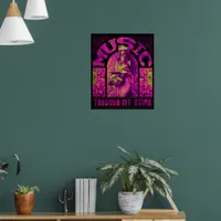 Music Through My Veins Hippie Mermaid Skeleton Poster