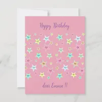 Cute stars with faces in pastel colors     note card