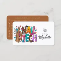 Bold and Colorful African American Nail Tech Business Card