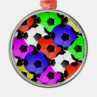 Multicolored American Soccer or Football Metal Ornament