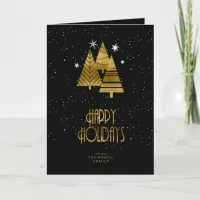 Christmas Trees Happy Holidays Gold ID863 Holiday Card