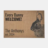 Simple Modern Black Bunny Rabbit Welcome Mat