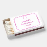 Elegant Hand Drawn Bow Personalized Bridal Shower  Matchboxes