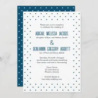 Elegant Blue & White Polka-Dotted Reception Invitation