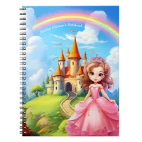 Cute Princess in a Fairy Tale Castle Personalized Notebook