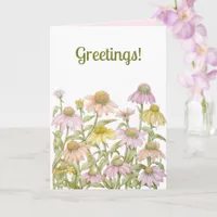 Coneflowers Watercolor Botanical Art Card