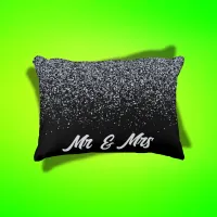 Silver glitter on black - simple | accent pillow