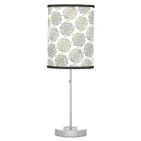 Retro Silver Gold Flower Pattern Table Lamp