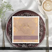 Dusty Pink and Gold Marble Wedding  Napkins