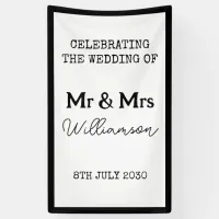 Mr And Mrs Celebration Black And White Banner