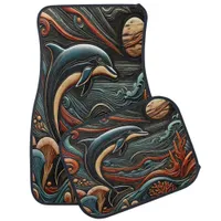 Vibrant Swirls Dolphin Relief Car Floor Mat