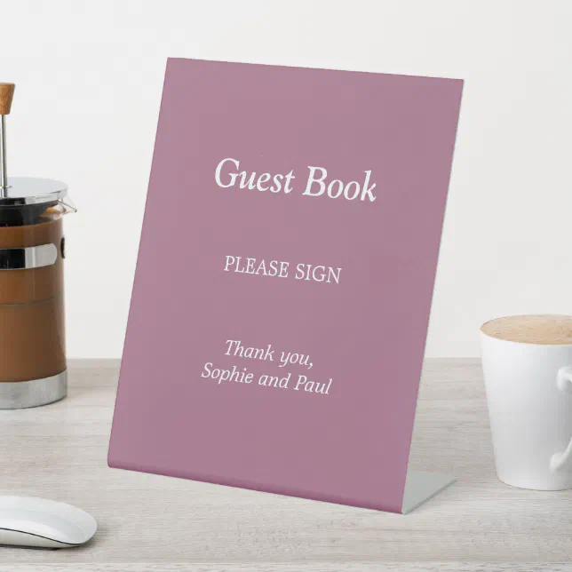 Elegant Mauve Guest Book Pedestal Sign