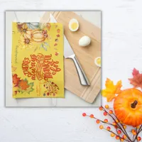 Thanksgiving Friendsgiving Autumn on yellow | Kitchen Towel