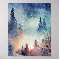 Watercolor Winter Art Wall Poster