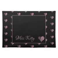 Personalized Pink Filigree Heart Cloth Placemat