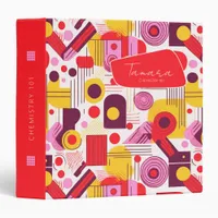 Retro Geometric Abstract Pat#13 Red Orange ID1067 3 Ring Binder