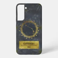 Aries Dark Zodiac Astrology: Black & Gold Samsung Galaxy S22+ Case