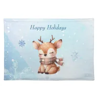 Cute Cartoon Deer in Snow Cloth Placemat