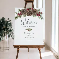 Watercolor Pine Botanical Winter Wedding Welcome Foam Board