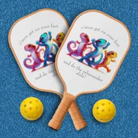 Colorful Salamanders do the Salamander Slide Pickleball Paddle