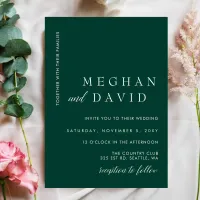 Simple Elegant Modern Emerald Green Wedding  Invitation