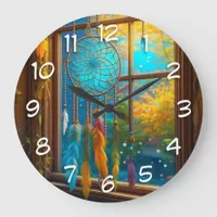 Dreamcatcher in Window Boho Large Clock