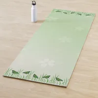 Green butterfly on light green  - romantic  yoga mat