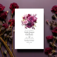 Deep Berry Floral Wedding Invitation