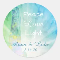 *~*  Healing Energy Hand - Peace  Love Light Classic Round Sticker