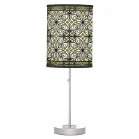 Olive and Black Filigree Patterned Table Lamp