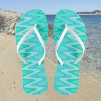 Modern zigzag pattern - waves in turquoise flip flops