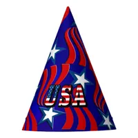 Abstract Flag Pattern with USA Text Party Hat