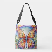 Butterfly with Rainbow  Crossbody Bag