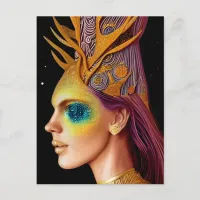 All That Glitters - Cosmic Goddess Portrait Postcard