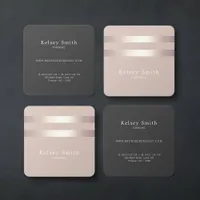 Elegant Bronze And Faux Gold Foil Stripe Square Business Card