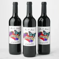 I Love You | Hearts, Roses and Butterflies Wine Label