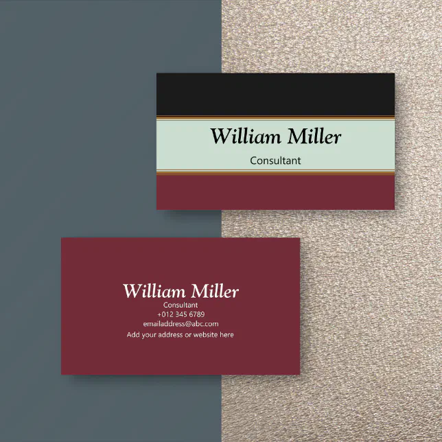 Modern Minimalist Black Maroon Stripes Business Card